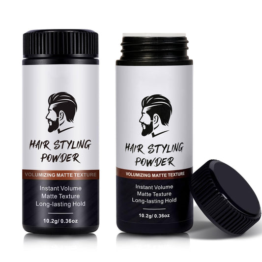 HUALIJIA Hair Styling Powder for Men, 2 PCS Hair Texture Powder for Men, Natural Look Mens Styling Powder - Matte Texture Long-lasting Hold and Easy to Apply with No Oil or Greasy Residue, 10g