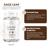 Sage Leaf Extract 3000MG - 5 Month Supply - 150 Vegan Tablets - Sage Leaf Extract Rosmarinic Acid High Strength Sage Extract