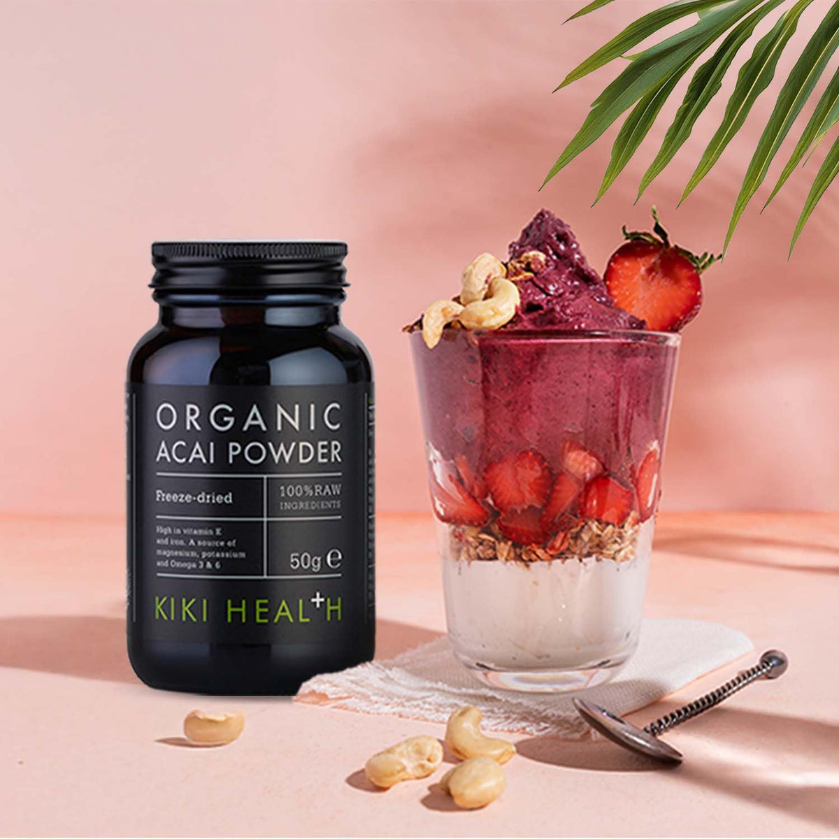 KIKI HEALTH KIKI Health 100% Raw Organic Acai Berry Powder Superfood | Responsibly Sourced Freeze-Dried Acai Berries | Nutrient-Rich Vegan-Friendly | Ideal for Smoothies Yogurt & Various Recipes - 50g