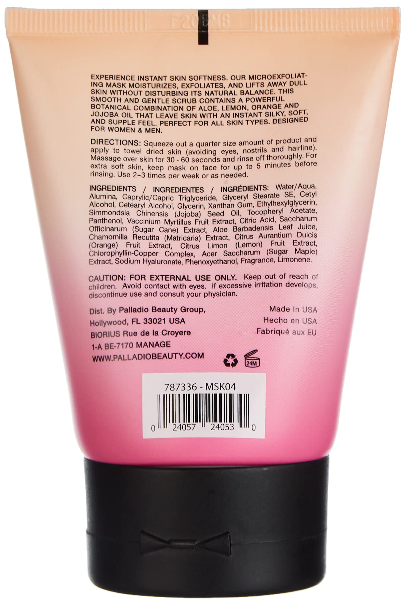 Palladio Exfoliating Face Mask, Smooth Soft Polished Skin, Gentle Scrub for Soft Skin, Exfoliates Skin Instantly to Lift Away Dead Skin, Cleans Pores, Hydrate & Brighten Dry or Sensitive Skin, 3.5 oz