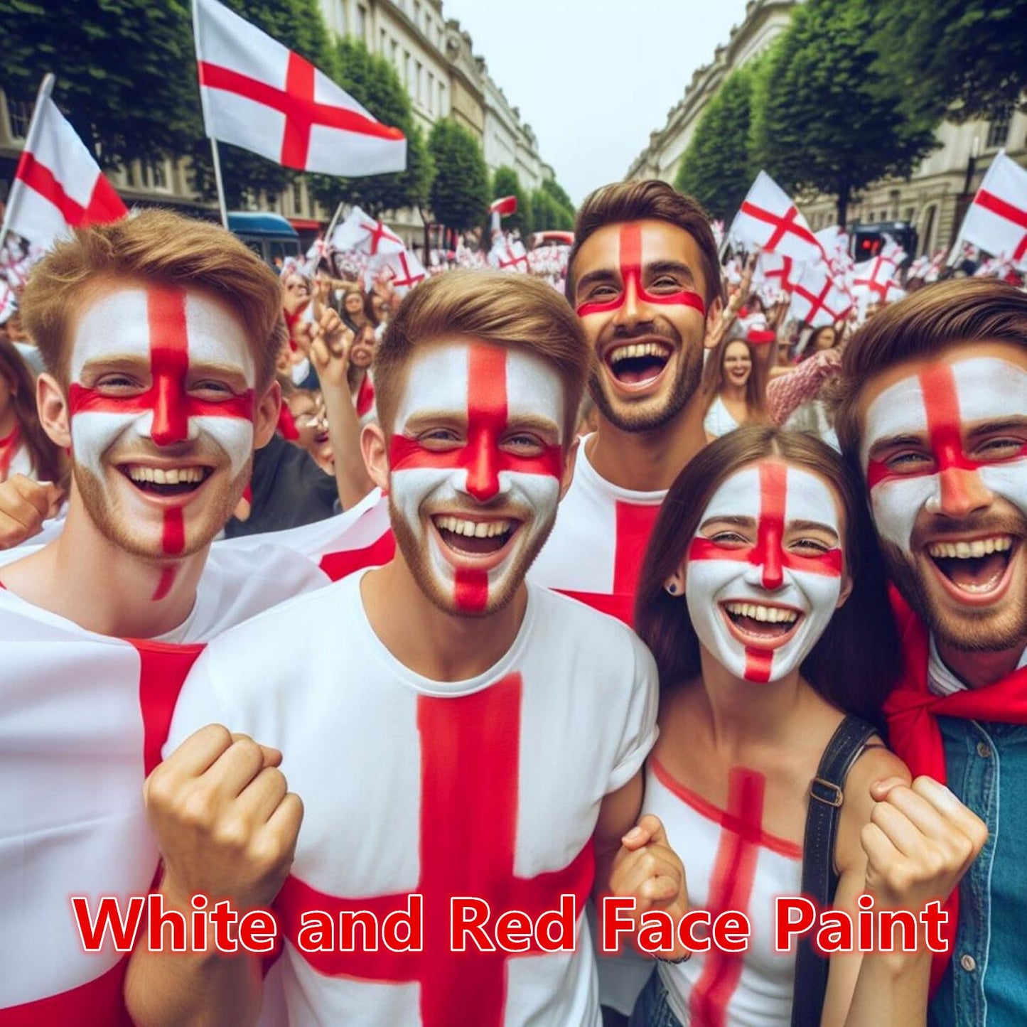 Go Ho White and Red Stick,England Flag Red & White Set,Sweat Proof Face Paint,Clown Joker Face Body Paint for Halloween Cosplay SFX Makeup,Safe Lip&Face Paint