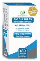 Natures Zest Bio Cultures Complex Probiotics & Prebiotics 60 Billion CFU – 6 Month Supply - Probiotics for Gut Health with Lactobacillus Rhamnosus - Probiotics for Women and Men - 180 Vegan Capsules