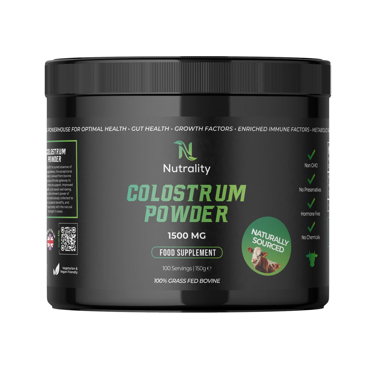 Nutrality 100% Bovine Colostrum Powder 1500mg | Gut Health | 100 Servings