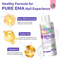 Saviland SAVILAND Pure EMA Acrylic Liquid: 120 ml Acrylic Monomer Liquid Low Odor Acrylic Liquid Nail with Castor Oil Vitamin E Safe Ingredients Liquid Monomer for Acrylic Nails Non Yellowing DIY Home