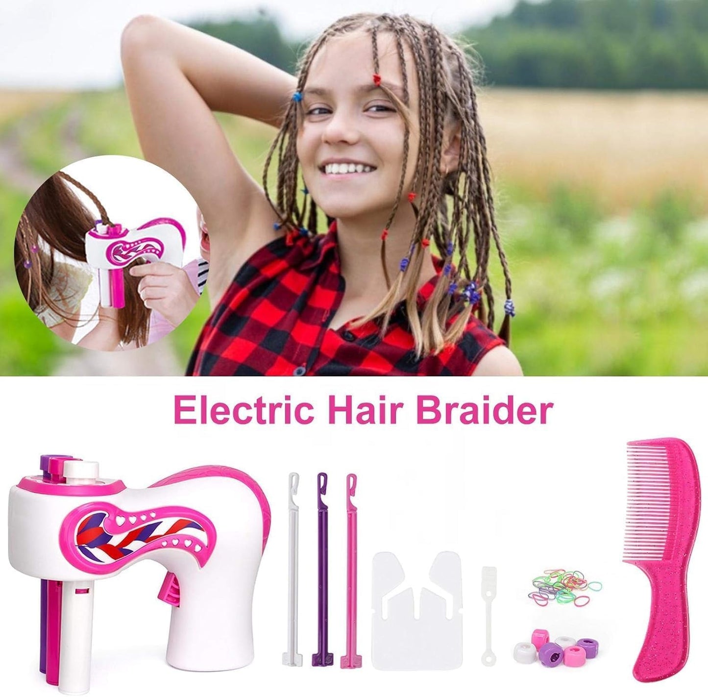 CYJXL Hair Braiding Machine, Automatic Braiding Machine With Comb, Electric Hair Braiding Machine Quick Twist 3 Actions Magic Tool For DIY Hairdresser, Hairstyling Set