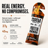 Maple Coffee 100% Natural Caffeine Energy Gels for Running, Cycling & Endurance - Easy to Digest Running Gels - 27g Carbs, 45mg Caffeine, Electrolytes (7 Sachets) by Protein Rebel