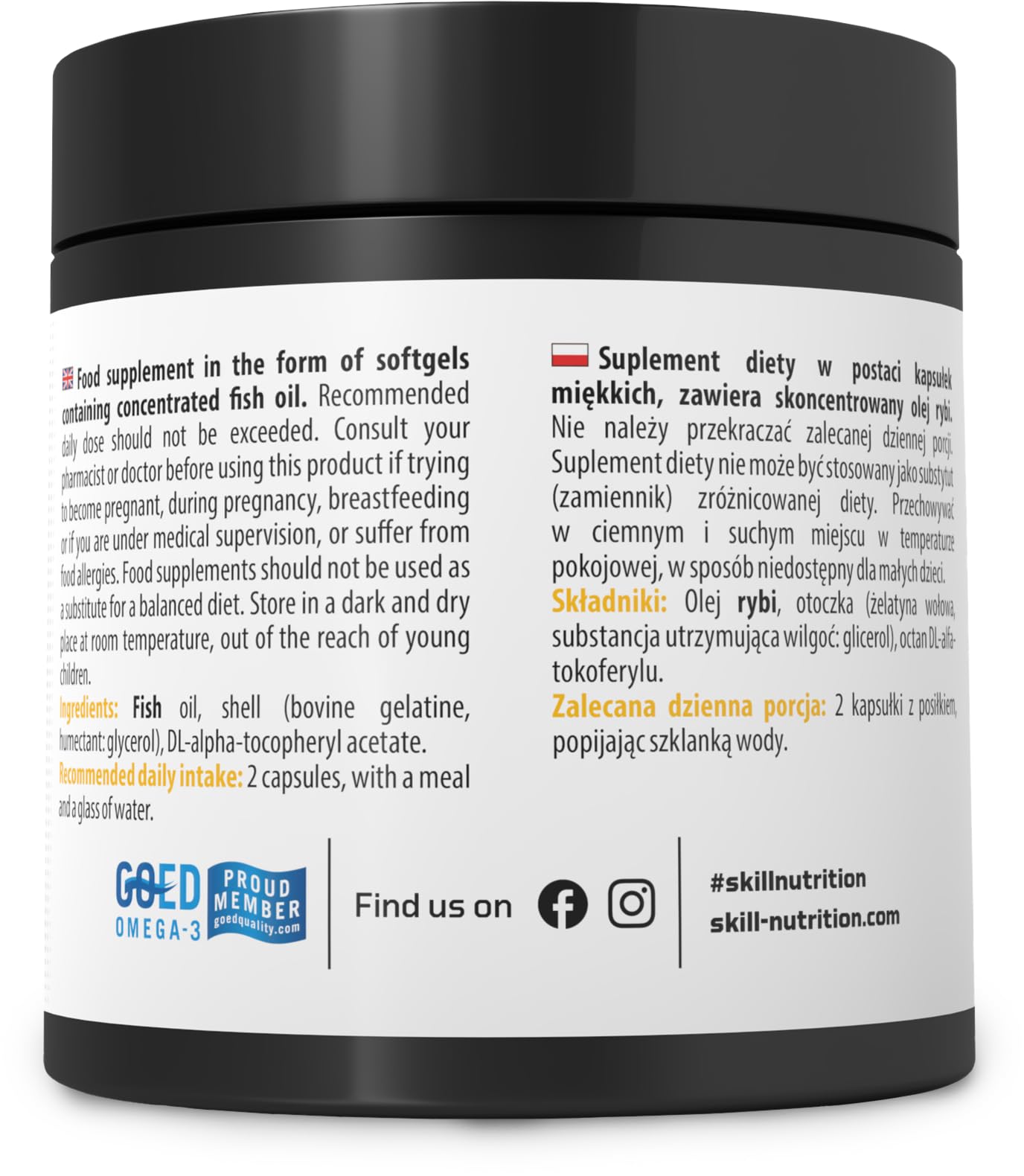 Skill Nutrition Omega 2000-60 softgels | 2000 mg Omega-3 Fish Oil | 800 mg EPA + 400 mg DHA per Serving | Ultra-Pure | No Fishy Aftertaste | Supports Heart, Brain, Vision