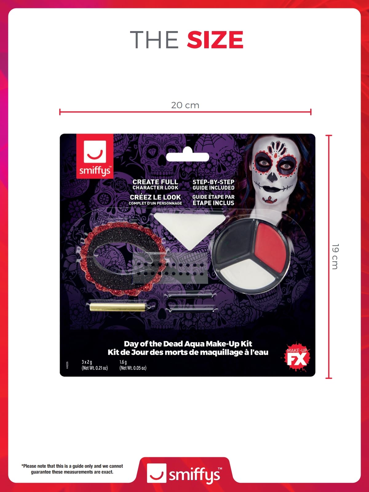 Smiffys Make-Up FX, Day of the Dead Kit, Aqua, with Face Paints, Stickers, Crayon & Applicators, Cosmetics and Disguises Fancy Dress, Cosmetic Dress Up Cosmetics & Disguises.