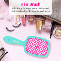 Maxmana Secret Detangler Hair brush,Detangling Brush, Massage Curl Comb for for Women, Men,Girls and Kids for Natural Curly Wet Dry Thick Straight Long Hair (GREEN+ROSE RED)