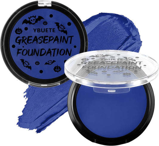 YBUETE Blue Cream Face Body Painting Foundation, Professional Full-coverage Oil Based Blue Face Paint Halloween SFX for Corpse Bride Avatar Cosplay Makeup for Adult Carnival & Stage Performance