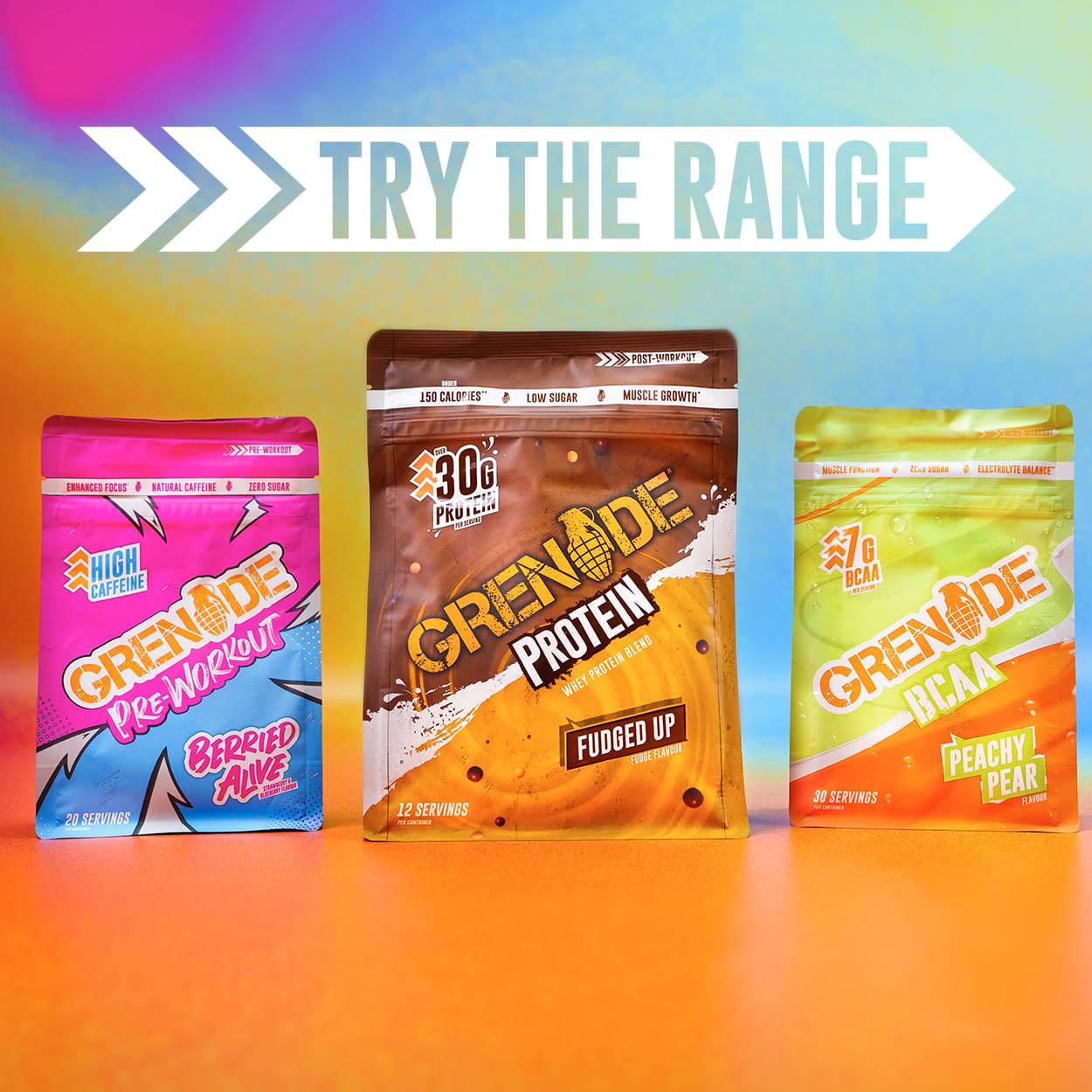 Grenade BCAA Intra Workout Powder Zero Sugar Drink packed with Amino Acids including B-Vitamins, Magnesium & Glutamine (30 Servings) - Peachy Pear, 390 g (Pack of 1)