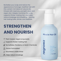 Regrowz Hair Growth Oil 120ml – Rosemary, Argan & Jojoba Oils for Hair Growth & Scalp Care | Natural Hair Serum for Men & Women | Moisturises Dry, Damaged Hair – UK Hair Loss Treatment