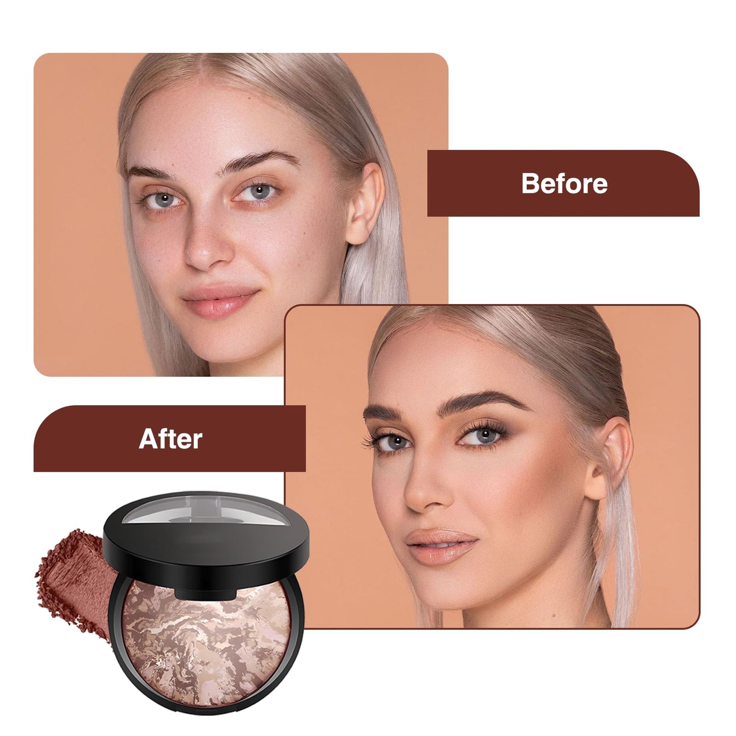 atnayo Baked Foundation Medium, Brighten Foundation Baked Starter Makeup Kit