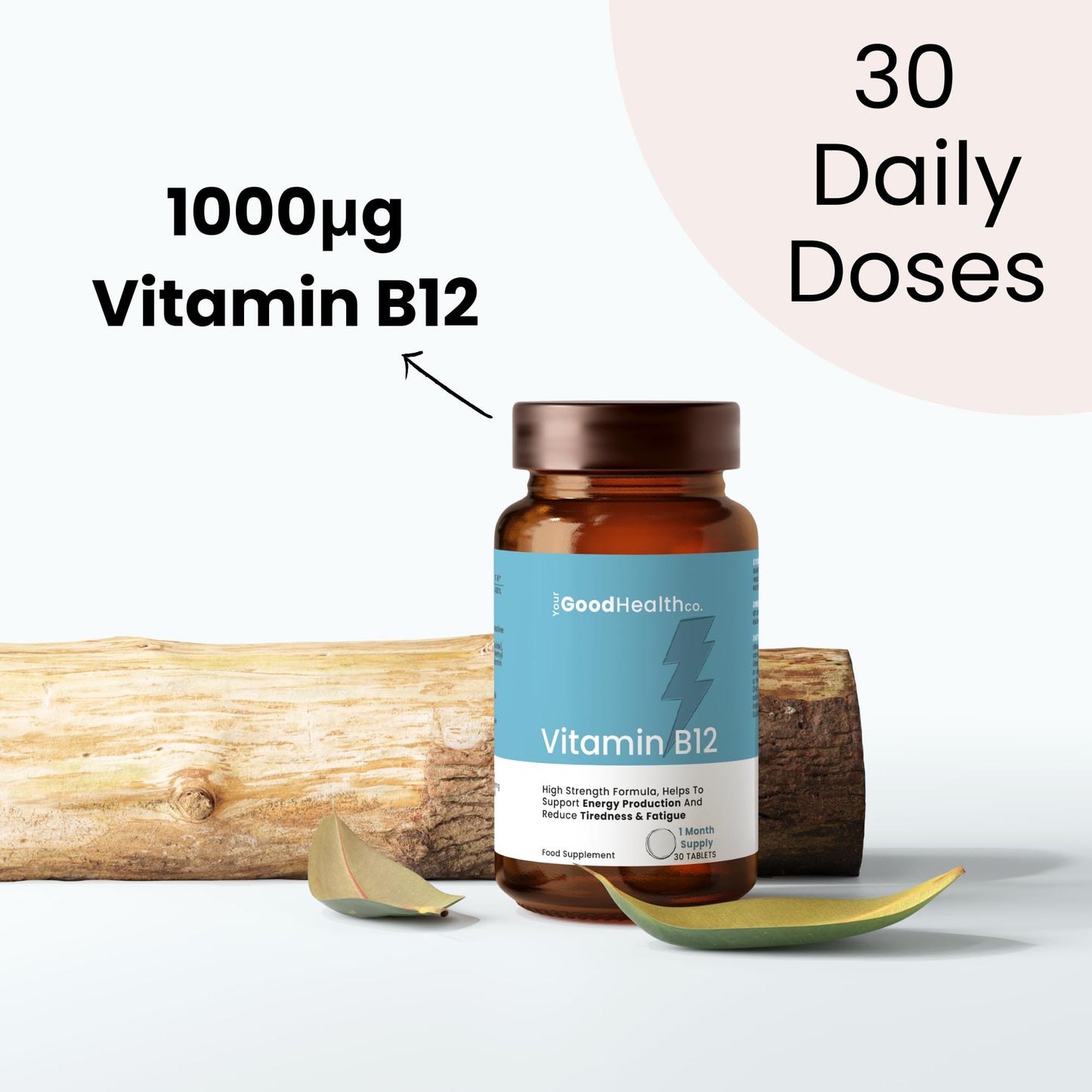 Your Good Health Co. Your Good Health Co – Vitamin B12 | Vegan | High Strength Formula | Support Energy Production and Reduce Tiredness & Fatigue | Tablet | 30 Day Supply