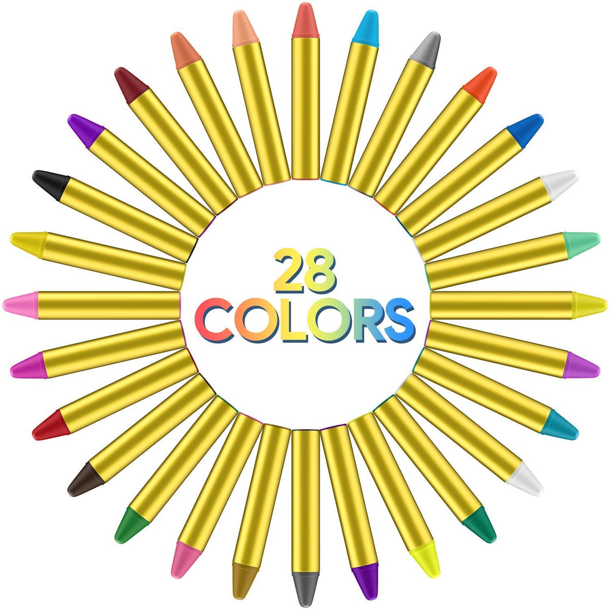 URAQT Face Paint Crayons, 28 Colors Face Body Crayons, Non-toxic Safety Body Painting Kit for Kids Easter Halloween Makeup, Christmas Party or Cosplay