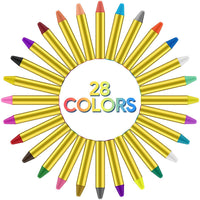 URAQT Face Paint Crayons, 28 Colors Face Body Crayons, Non-toxic Safety Body Painting Kit for Kids Easter Halloween Makeup, Christmas Party or Cosplay