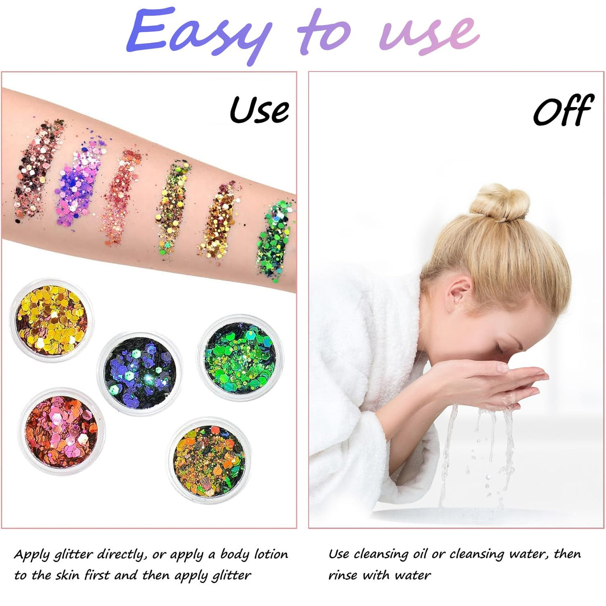 June tech 12 Colors Festival Glitter, Nail Glitter Powder, Holographic Cosmetic Glitter for Face Body Eye Hair Nail and DIY Art