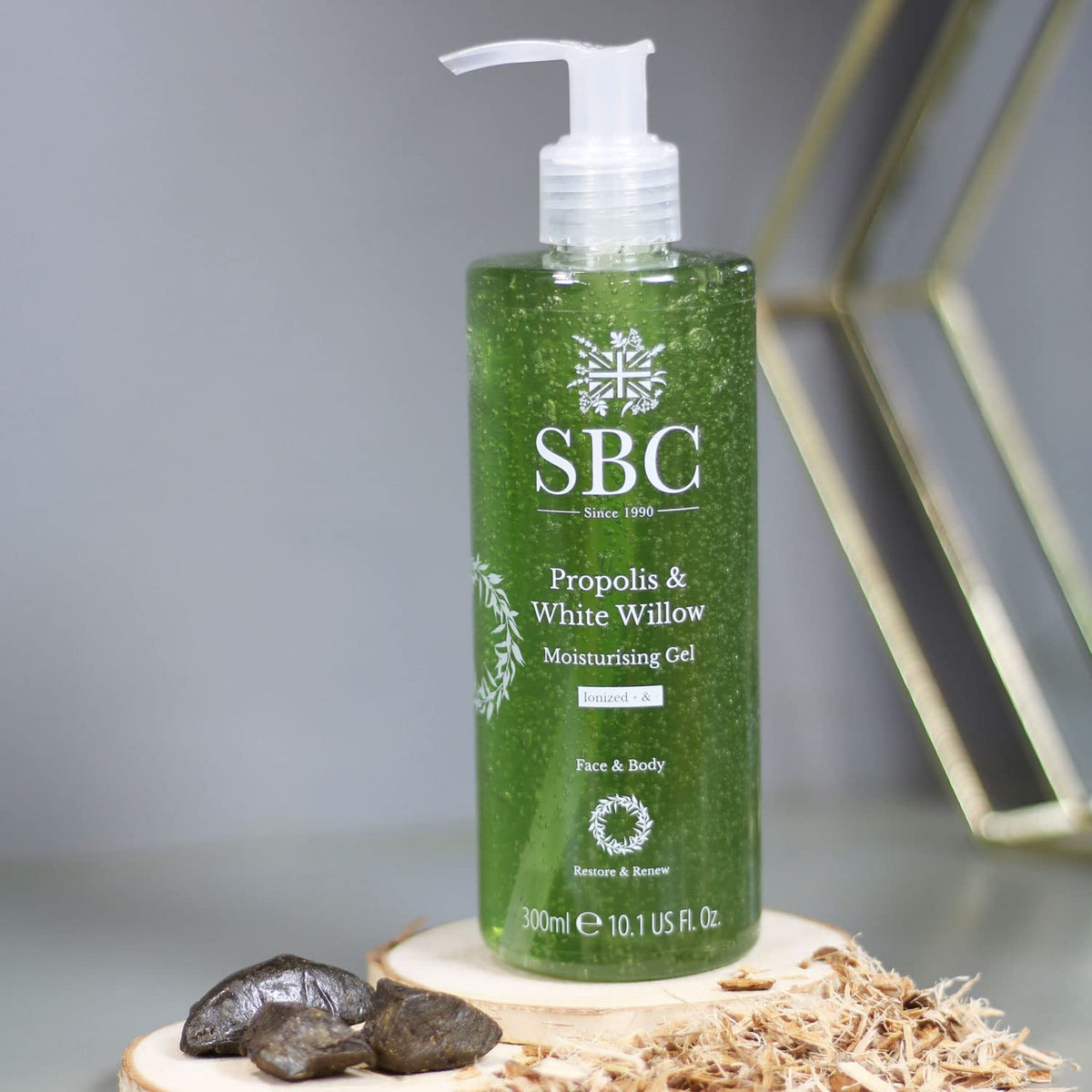 SBC Skincare Propolis & White Willow Moisturising Gel 300ml, Lightweight, Face and Body Gel Moisturiser for Sensitive, Reactive or Blemish-Prone Skin