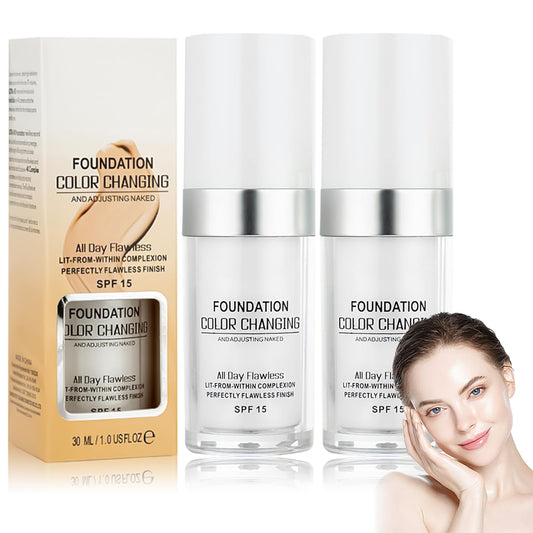 FresFresi 2 PCS Color-Changing Foundation for Mature Skin, 30 ML - SPF Sunscreen, Long-Lasting & Waterproof - Universal Shade for All Skin Types - Moisturizing & Anti-Aging Formula