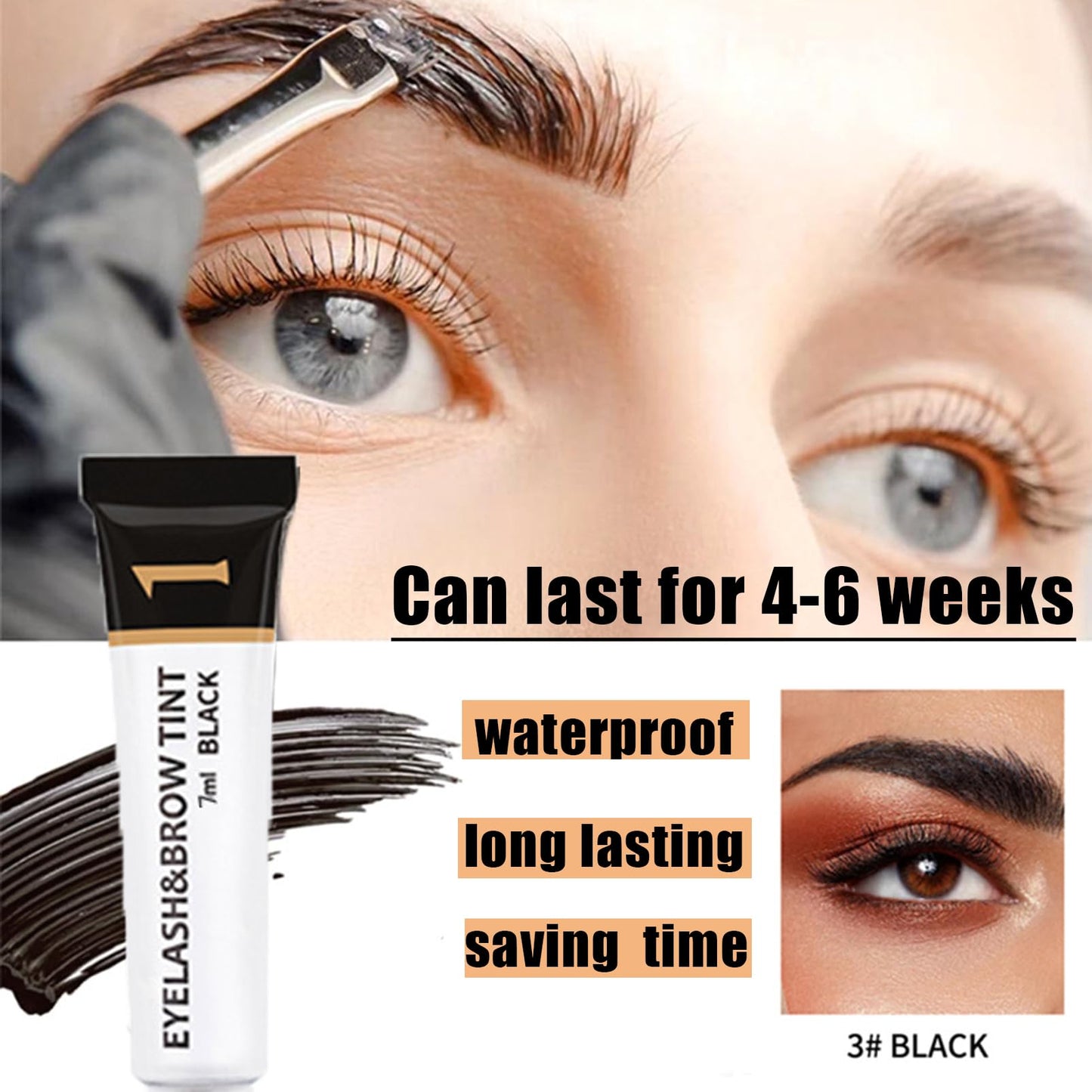 DMQ 2-In-1 Tint Kit,Black Eyebrow,Eye Lash Tint Kit,Eyelash Dye Kit Black Natural Eyebrow And Eyelash Tint,Eye Brow Dye,Black Lash Tint,Instant Color-Last 8 Week&Full Brows