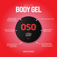 OSO Tanned Accelerator Tanning Gel - Strawberry Scent (100g), Shea Butter, Vitamin E, Ultra Hydration, Indoor & Outdoor Tanning, Extreme Intense For Darkest Results