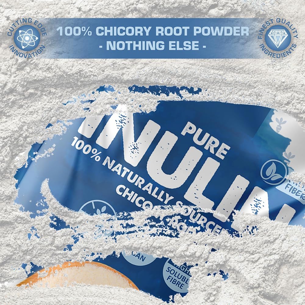 Pure Inulin Powder Prebiotic Soluble Fibre - Vegan, GMO Free, Gluten Free Made in EU from Natural Chicory Root Fructo OligoSaccharide FOC Powder by PROELITE (250g)