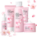 Shengqialun Skin Care Sets & Kits, Cherry Blossom Skin Care for Teenage Girls, Skincare Gift Set with Cleanser, Toner, Serum, Essence Cream,Eye Cream, Skin Essentials Travel Kit All Skin Types