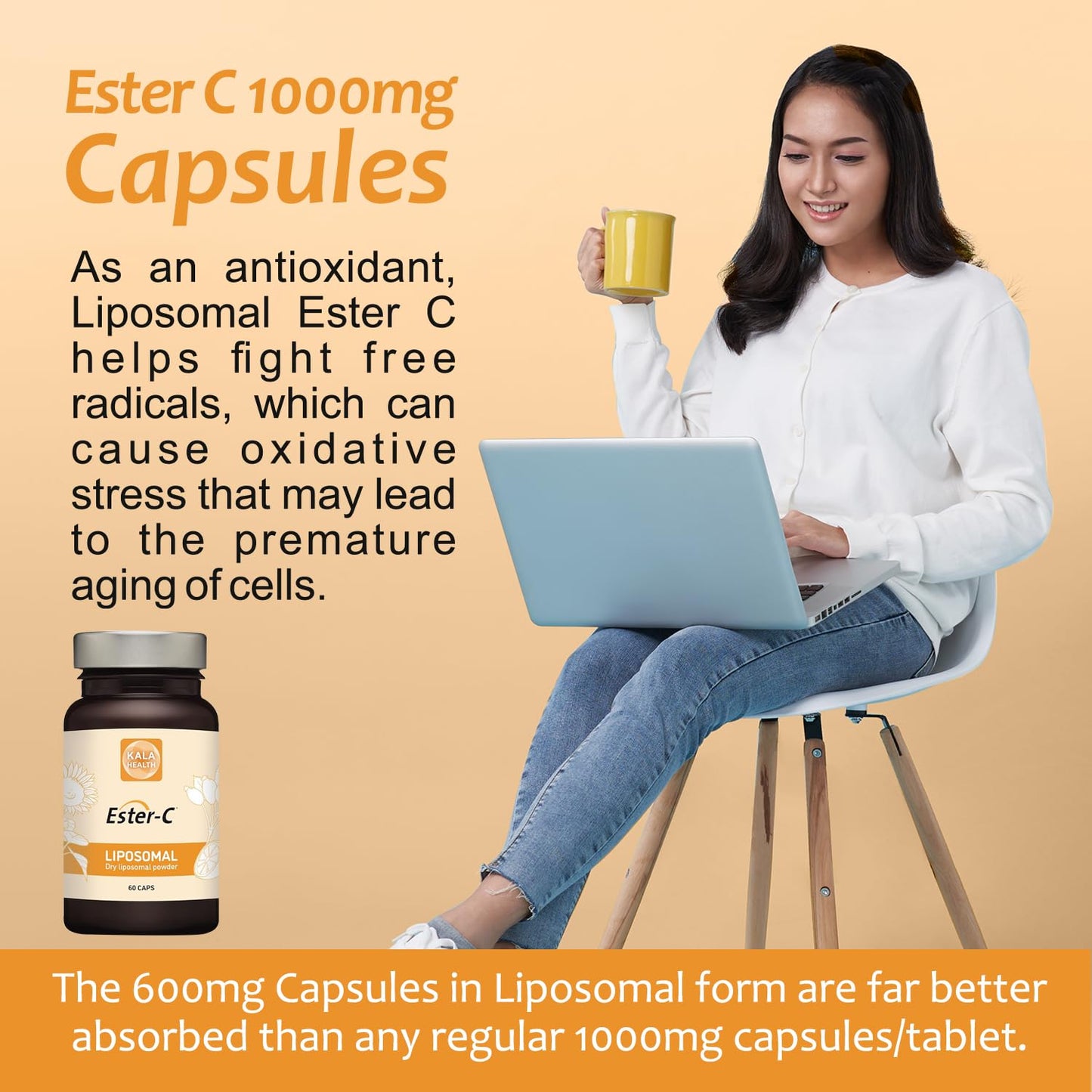 Kala Health Liposomal Ester C - Better absorbtion Than Normal Ester C - The Only Ester C Vitamin C in Liposomal Form for The Best Absorption (180)