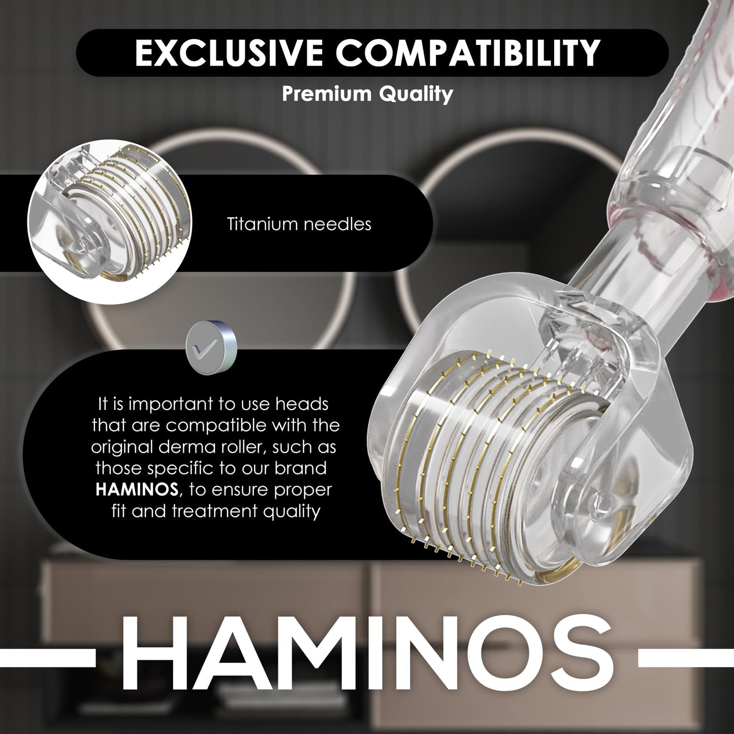 HAMINOS Head 0.5 mm compatible with HAMINOS Derma Roller, 105 Titanium Needles