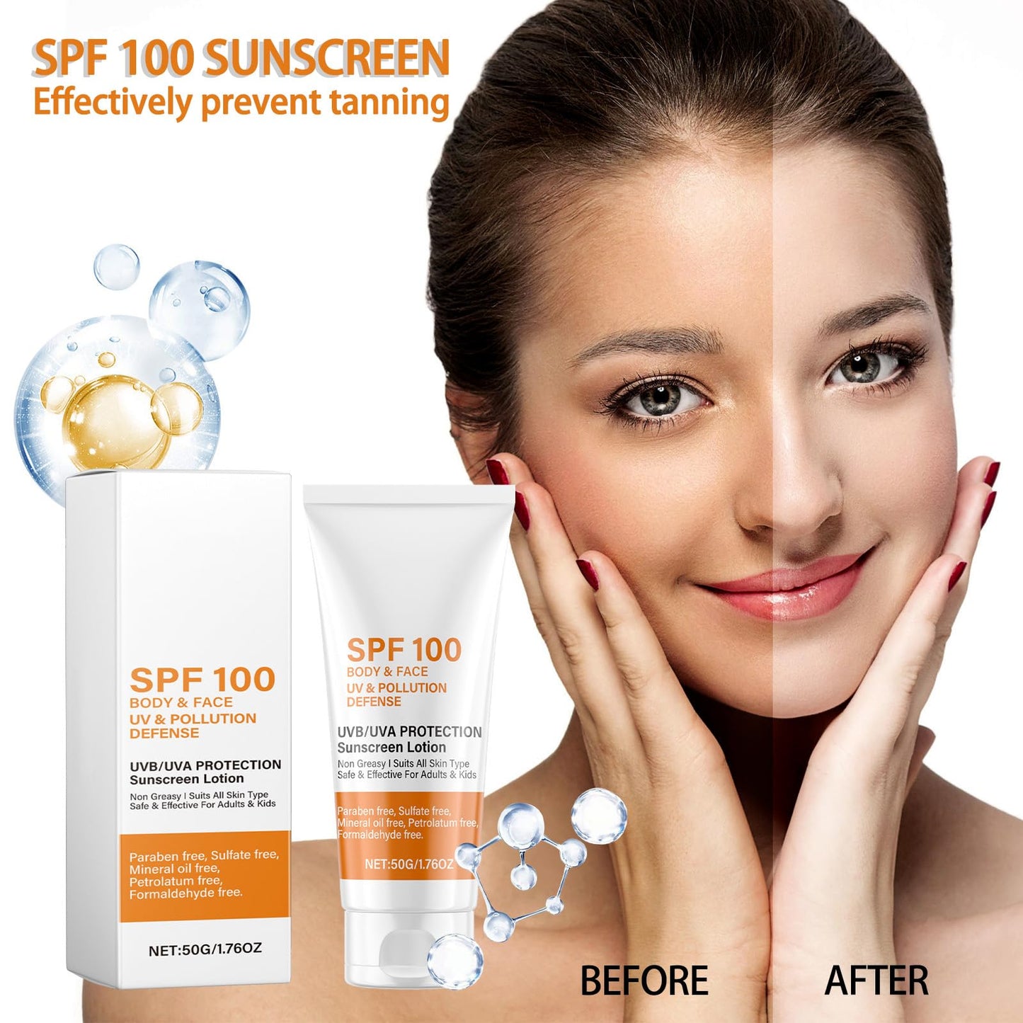 Maggikey SPF 100 Sunscreen - Face Sunscreen - Waterproof Moisturiser With UVB/UVA Protection Sun Cream - Factor 100 Sun Cream Anti Wrinkle Prevent Sunburn 50g