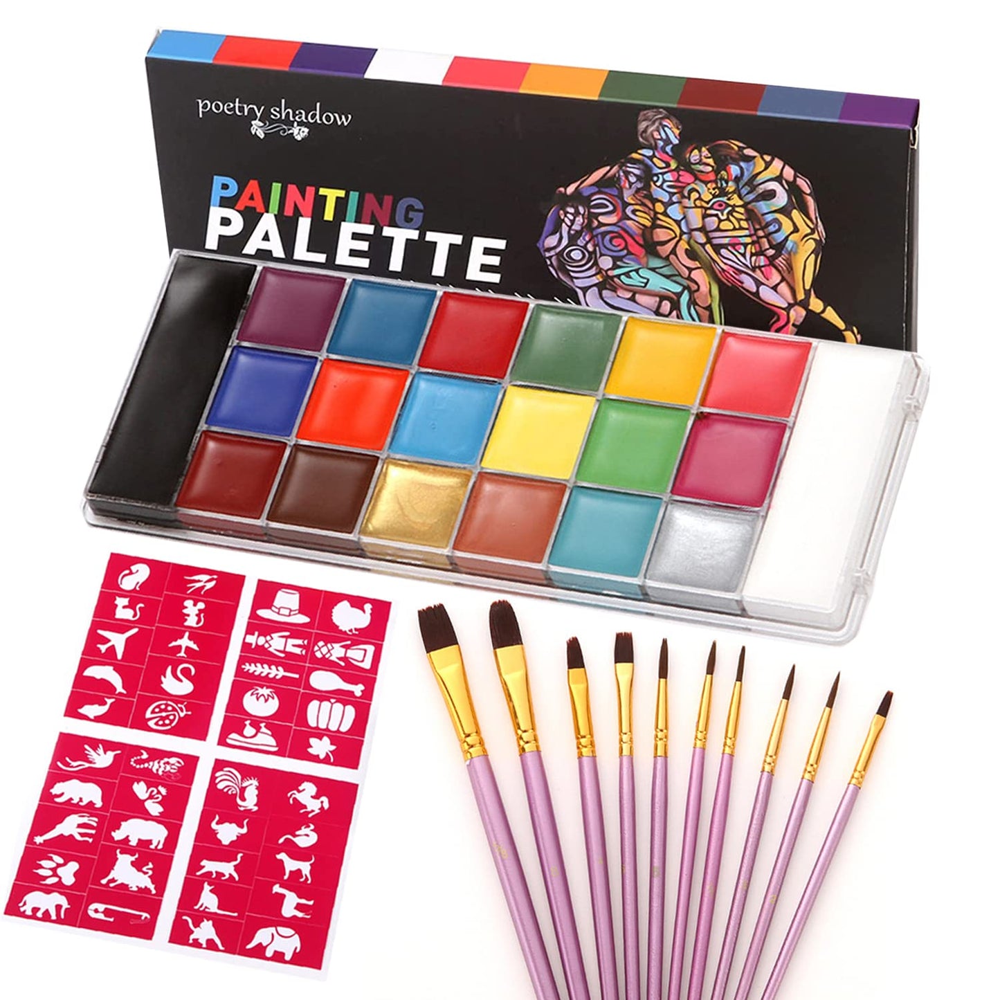 proamate Proamate Face Paints ,20 Colors Professional oil based Make Up Set Body Painting Washable for Art Exhibition Halloween Party Colsplay (20 Colors)