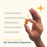 PRYM HEALTH Prym Health - Organic Mango Energy Vitamins 800mg - 60 Vegan Gummies (1 Month Supply/2 A Day) - Natural Energy Multivitamin - Supports Focus & Aids in Reducing Fatigue & Tireness - Non GMO