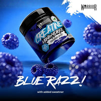 Warrior Flavoured Creatine Monohydrate Powder 300g (90 Servings) – Creatine Powder Drink, Creatine for Performance, Strength & Recovery (Not Creatine Gummies or Tablets) – Blue Razz