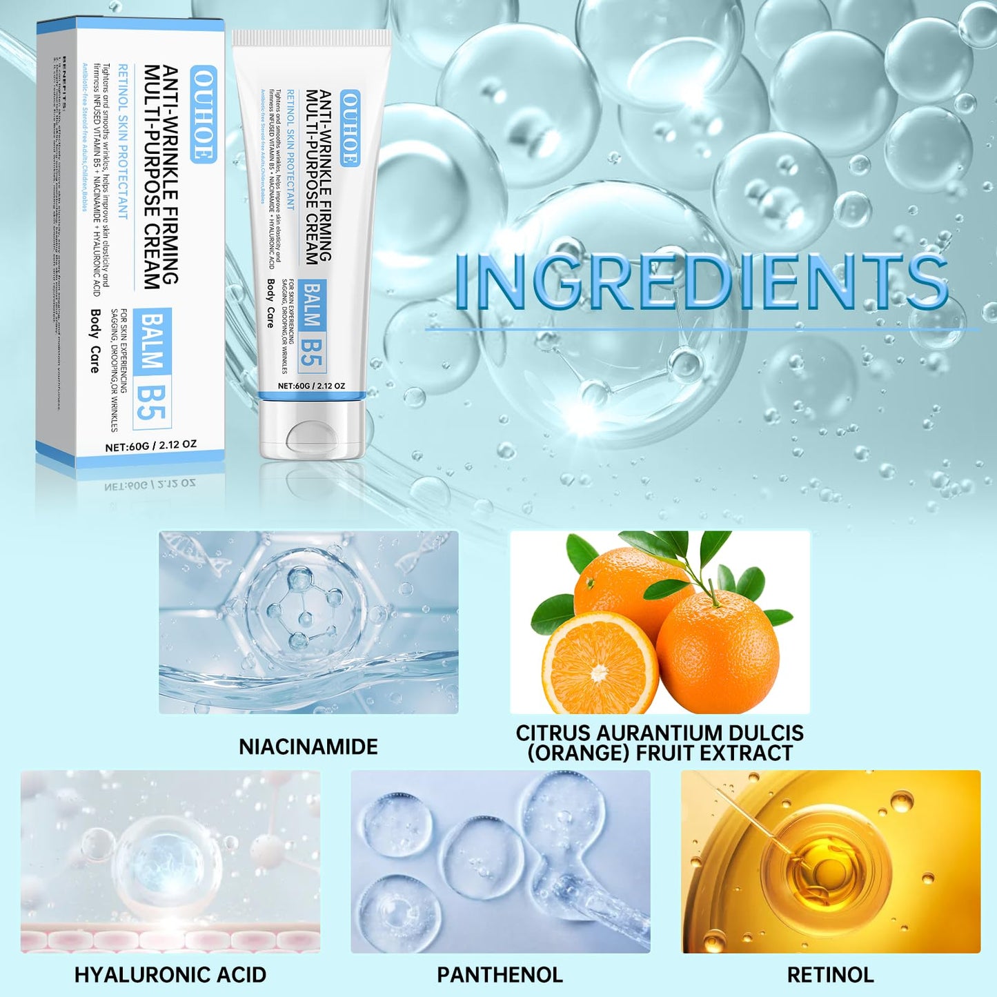 IKELY Repair Face Cream,Vitamin B5 Day Cream,Face Moisturizer For Women & Men,Skin Firming Butter,B5 Face Cream for Acne & Repair Damage Skin,Moisturiser,Firming,mproves Fine Lines & Reduces Dry Skin