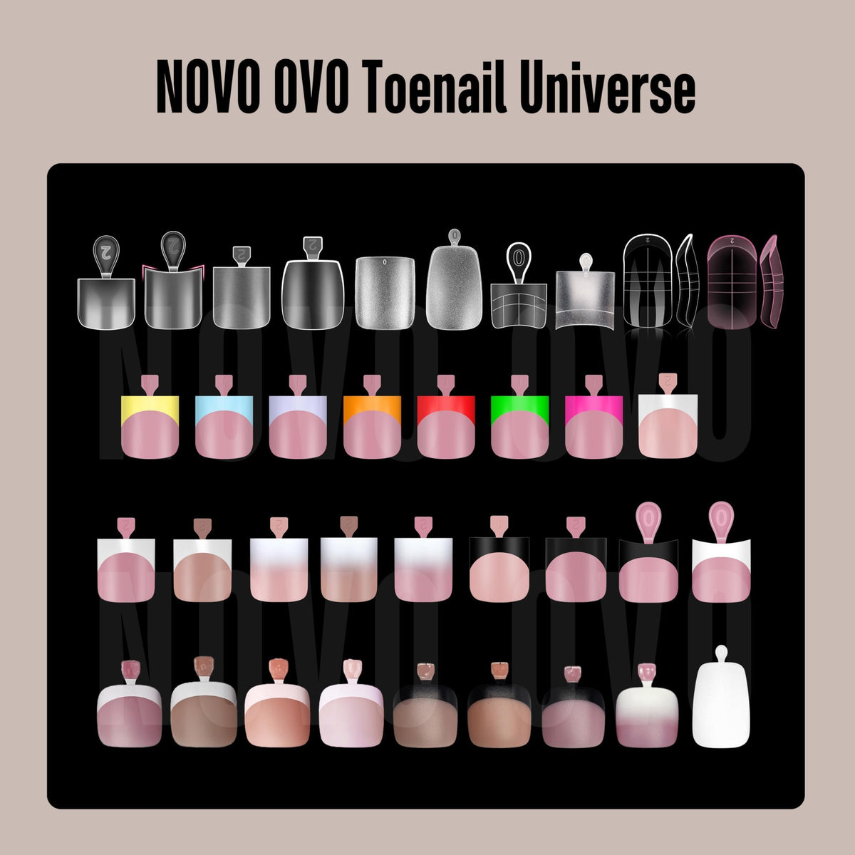 NOVO OVO Ombre French Tip Press on Toe Nail Tips, Sharp Square Pre-Designed Soft Gel False Toenail Extension, BERRY PINK Pre-applied Tip Primer & Base Coat, Full Cover Acrylic DIY x 15 Sizes 240 pcs