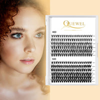 240Pcs Individual Lashes QUEWEL Cluster Lashes Individual Lash Extension 40D+50D C Curl Lashes Cluster DIY Look Like Eyelash Extensions Mix8-14mm at Home(40D+50D 0.07C MIX8-14mm)