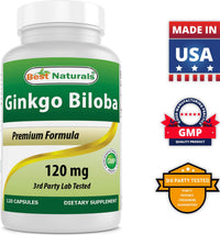 Best Naturals, Ginkgo Biloba Extract - Double Strength Ginkgo Biloba, 120mg, 120 Capsules (120 Count (Pack of 2))