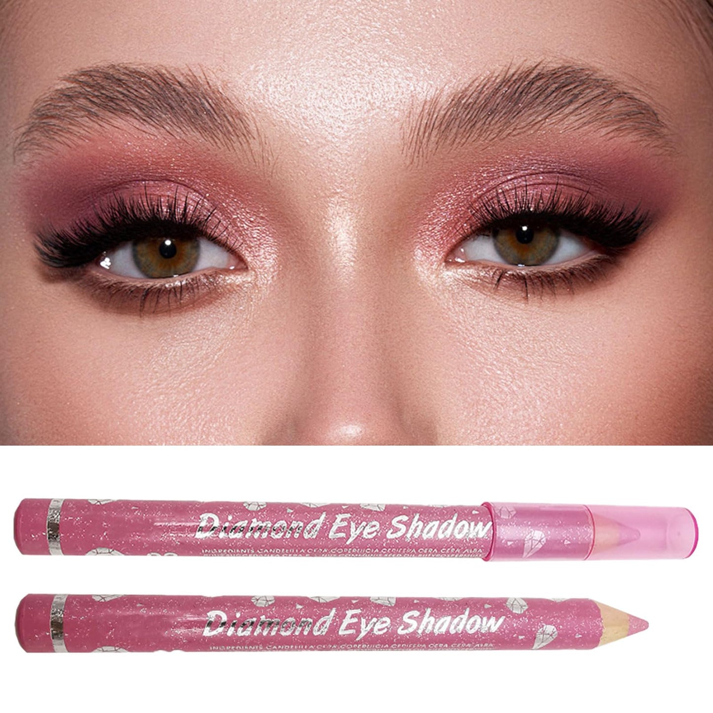 LYNTYAOU Rose Pink Eyeshadow Stick, Cream Eye Shadow Crayon Pencil, Shimmer Pearl Bright Color, Natural Glitter Eyeshadows Pen, High Pigmented Eyes Makeup Highlighter Eye Liner
