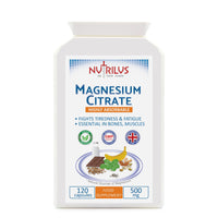 Nutrilus Magnesium Citrate Capsules 120 x 500mg - 150mg of Bioavailable Elemental Magnesium per Capsule - not Tablets - for Bones - Muscles - Tiredness - Cramps - Sleep