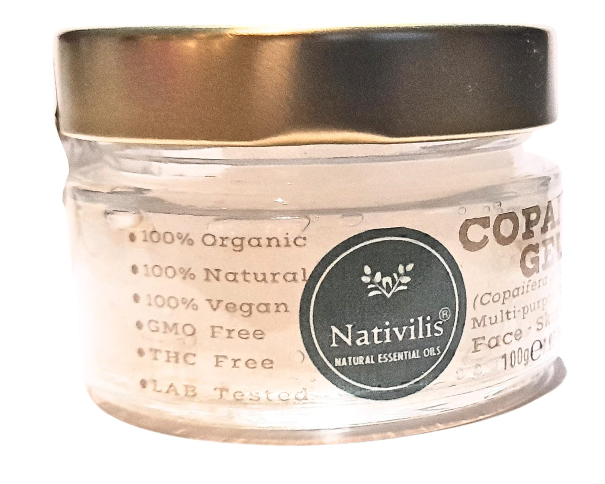Nativilis Natural Essential Oils Nativilis Copaiba Gel, Natural Multi-Purpose Face and Body Moisturiser, Anti-Inflammatory Pain Relief, 100g