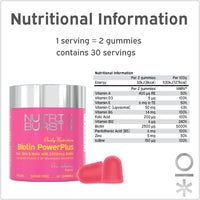 Nutriburst Biotin Power Plus - Biotin (2500mcg) + Liposomal Vitamin C for Healthy Hair & Glowing Skin - Strawberry Flavour - 60 Gummies 1 Month Supply - Suitable for Vegans