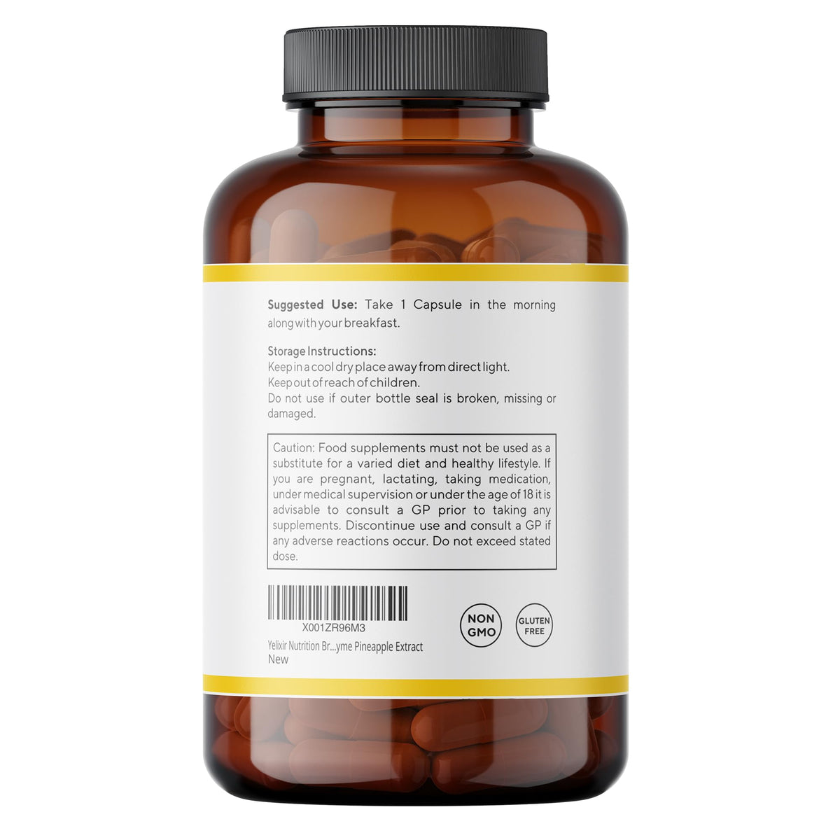 Yelixir Nutrition Bromelain Capsules, 120 Count, 2400 GDU/g Strength