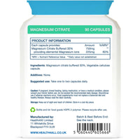 Health4All Magnesium Citrate 750mg 90 Capsules, High Strength 225mg Elemental Mg