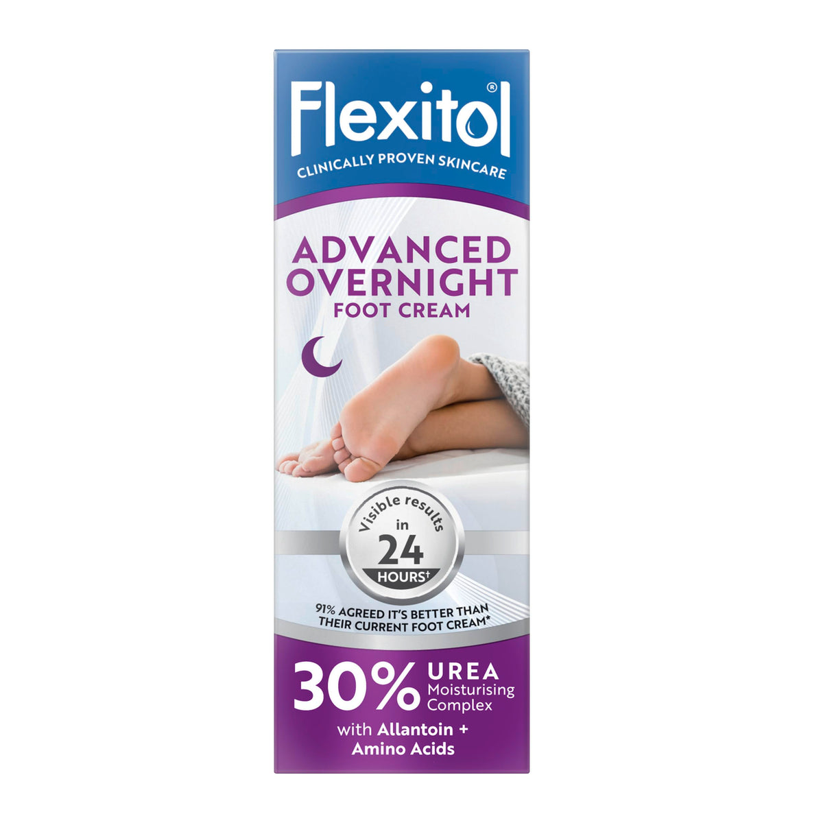 Flexitol Rapid Revive Overnight Foot Cream - 30 Percent Urea for Extremely Dry, Hard, Rough Skin on Feet - Results in 1 Night - Clinically Proven Foot Care - High Urea - Suitable for Diabetics. 50g