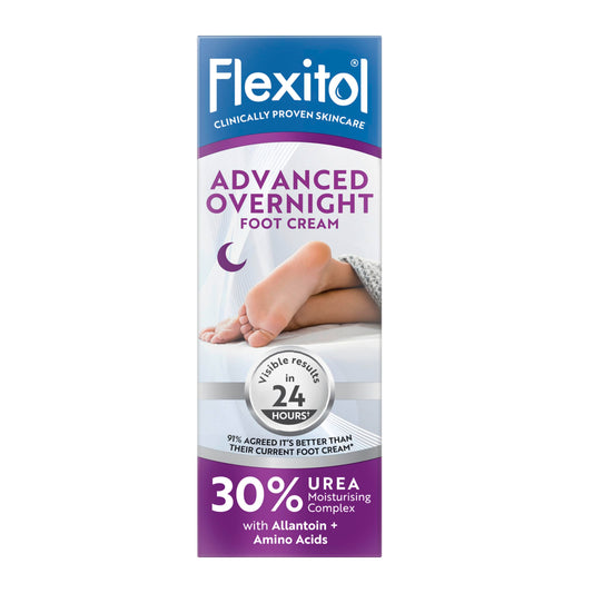 Flexitol Rapid Revive Overnight Foot Cream - 30 Percent Urea for Extremely Dry, Hard, Rough Skin on Feet - Results in 1 Night - Clinically Proven Foot Care - High Urea - Suitable for Diabetics. 50g