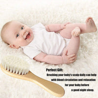 Molylove Baby Hair Brush with Wooden Handle and Super Soft Goat Bristles for Newborns, Infant, Toddlers, Kids