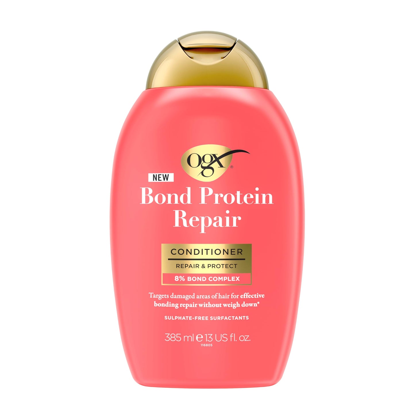 OGX Bond Protein Repair Conditioner with 8% Bond Complex, Targets Damaged Areas of Hair for Effective Bonding Repair without Weighing It Down, Sulfate Free, 385ml