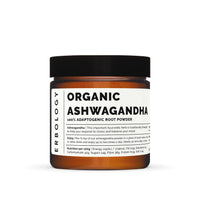Erbology 100% Organic Ashwagandha Powder 50g - Sleep Aid - Straight from Farm - Raw, Vegan and Gluten-Free - Non-GMO - No Additives or Preservatives - Recyclable Glass Jar