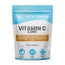 VL Vita London Vitamin C & Zinc 1200mcg | 120 High Strength Vegan Tablets (Not Capsule or Powder) | Made in UK | for Normal Immune System | Supplement for Men & Woman