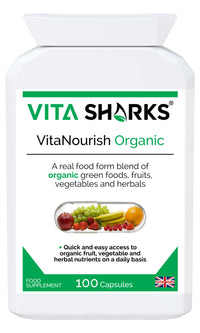Vita Sharks VitaNourish Organic. Nutrient-Dense Potent Vegan Whole Food Supplement for Total Immunity. Essential Vitamins & Minerals from 100% Organic Kosher Fruit, Vegetable & Herbal Blend